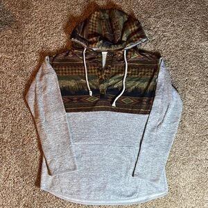 Gray Western Style Hoodie- Size Medium